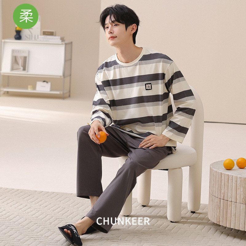 琳芯若梦睡衣条纹长袖春秋长裤