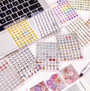 小鼻嘎手帐贴纸本迷你指甲贴女孩儿童手账素材贴画装饰小图案高颜值卡通可爱粘贴手机壳咕卡线圈切膜透明防水