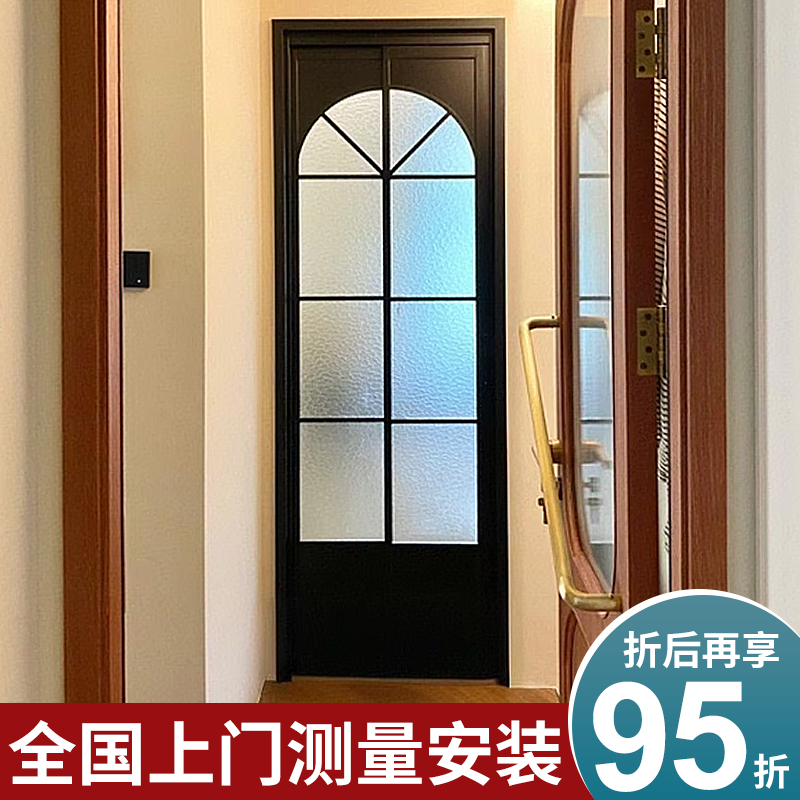 法式覆古pd门厨房卫生间三联动pt推拉一体玻璃门180度吊轨折叠门