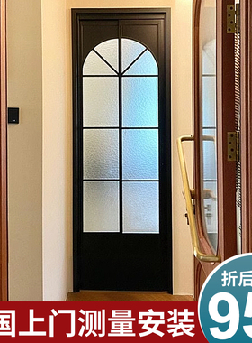 法式覆古pd门厨房卫生间三联动pt推拉一体玻璃门180度吊轨折叠门