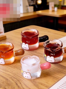 可爱卡通小兔玻璃杯树脂配件 牛奶咖啡杯diy微缩食玩娃娃屋小摆件