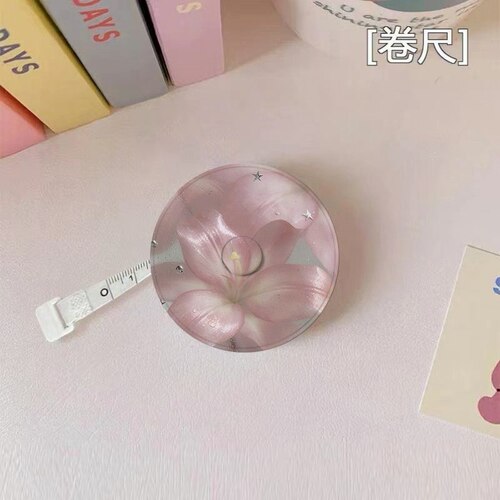 粉色百合花卷尺迷你2m米量尺量衣服软尺腰围三围测量尺测身高随身