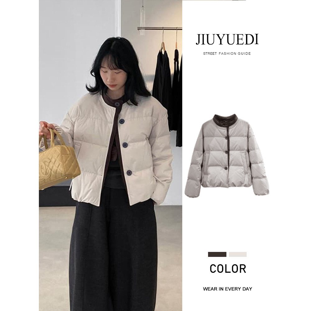 JIUYUEDI九月底韩系拼接设计单排扣棉服女冬季新款宽松保暖外套,女装/女士精品,棉衣/棉服,淘宝优惠券,粉丝福利购,淘宝优惠卷