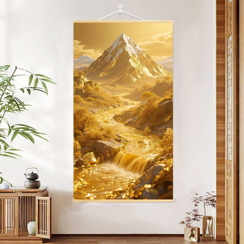 金山挂画  补金水木轴装饰画 国画