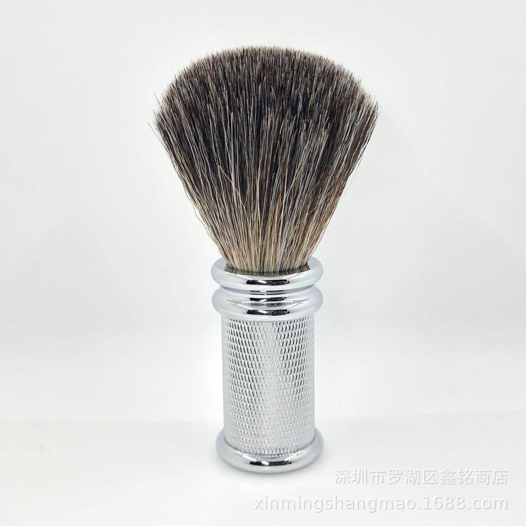 新款直销獾毛金属网纹手柄胡须刷泡沫刷手动剃须刮胡刀套装组合