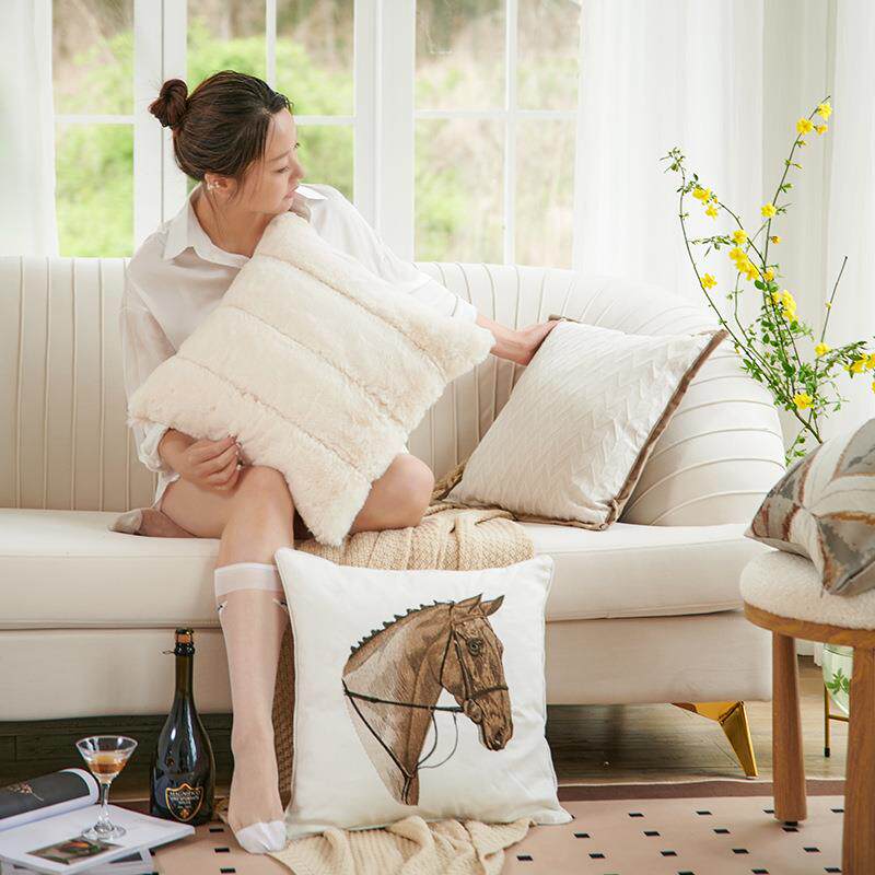 直销新款现代轻奢高级感沙发抱枕简约法式客厅样板房民宿床头靠垫