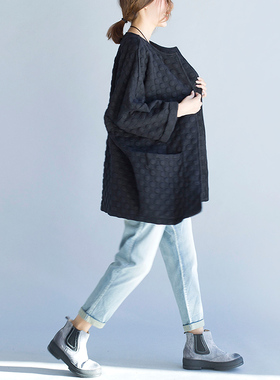 2019秋季新款大码女装200斤胖mm显瘦文艺百搭外套女开衫宽松上衣