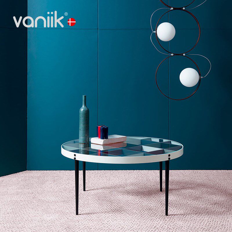 vaniik/轻奢圆形金属玻璃茶几D.555.1客厅沙发几角几边几