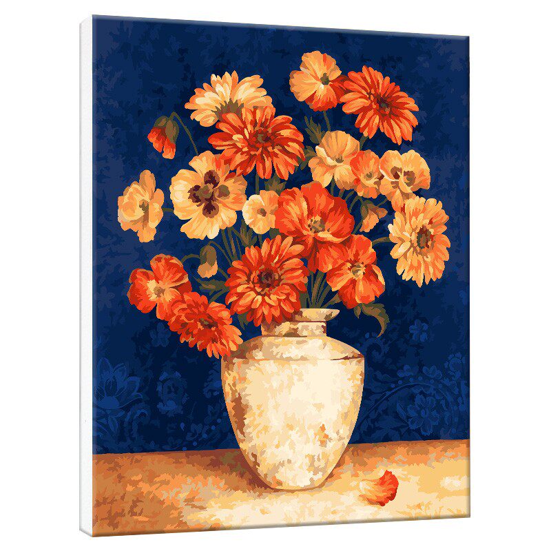 自油自画 数字油画diy 客厅卧室大幅风景花卉手绘油彩画 金盏菊