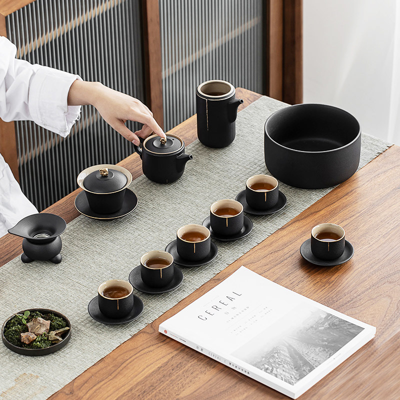整套陶瓷功夫茶具套装家用高端泡茶器茶壶公道杯盖碗茶杯杯垫茶洗