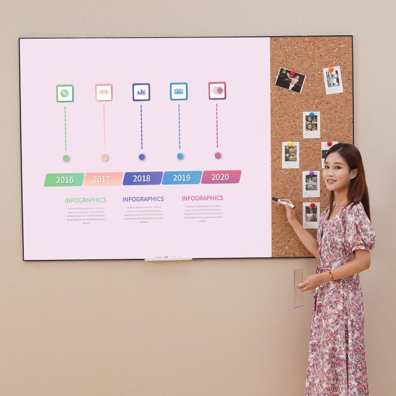 磁性玻璃白板教学用 福若伊软木板组合 可投影写字板磁吸展示板