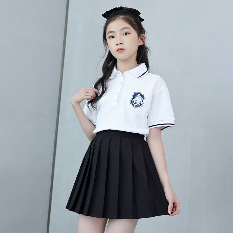 女童JK套装夏季薄款网红时髦中大童学院风裙子班服两件套儿童夏装