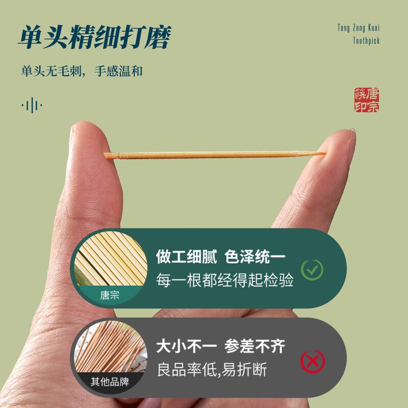唐宗筷一次性竹牙签家用酒店餐厅高档便携式独立包装小纸包可定制图片