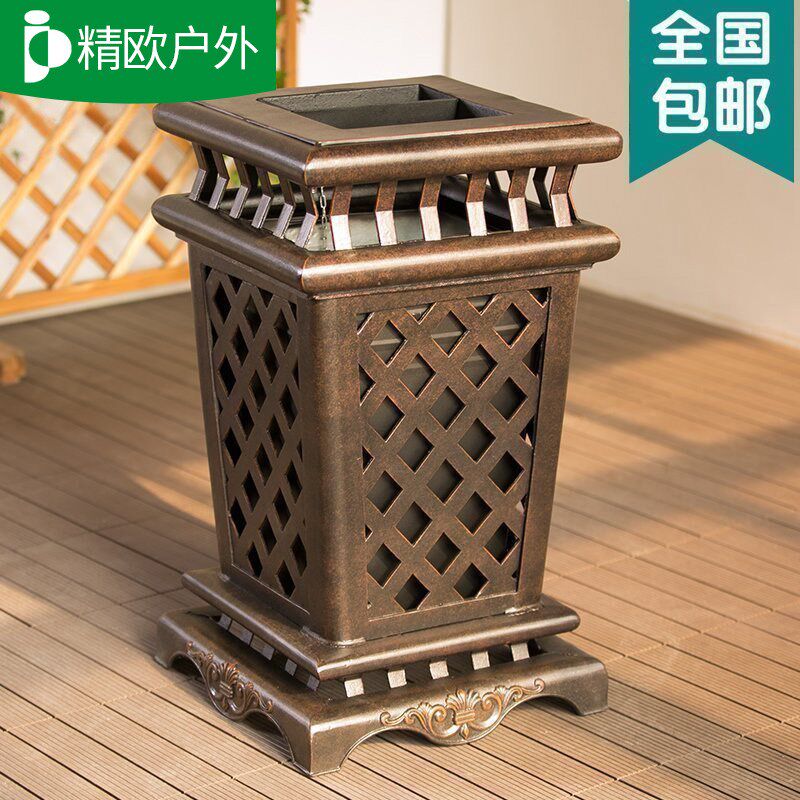 精欧户外 别墅庭院铸铝仿古垃圾桶 公园景观景区街道咖啡店垃圾箱