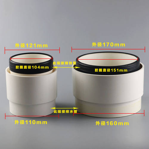 铸铁管转PVC转接头110 160铸铁内插变径专用配件快速铁管转换接头