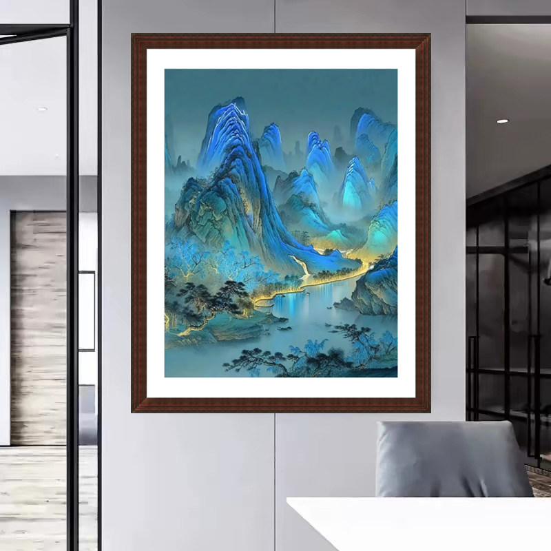 皇室蒙娜丽莎十字绣千里江山图高端2026年新款线绣客厅风景画套件