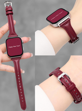 适用于华为fit4/3/2手表表带复古真皮小蛮腰女士腕带WatchFit4Pro新年高级感ins细表链fit1时尚New小众SE皮质