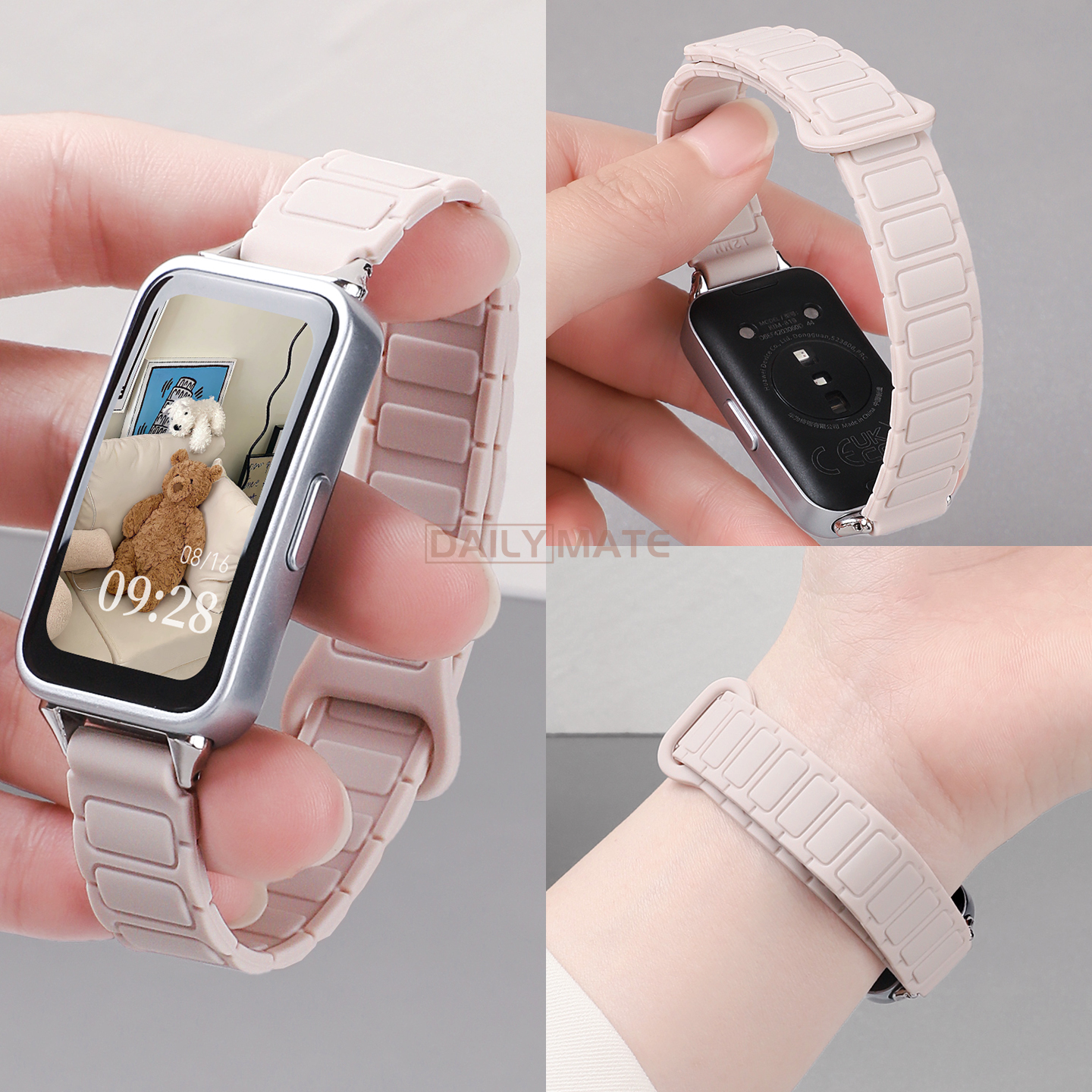 张婧仪同款适用于华为手环10表新款工字硅胶磁吸华为手环9运动腕带华为手环8高级感替换表链男女透气时尚配件