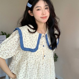 两件套装 可爱碎花睡衣女夏季 短裤 2024年新款 可外穿家居服 学生短袖
