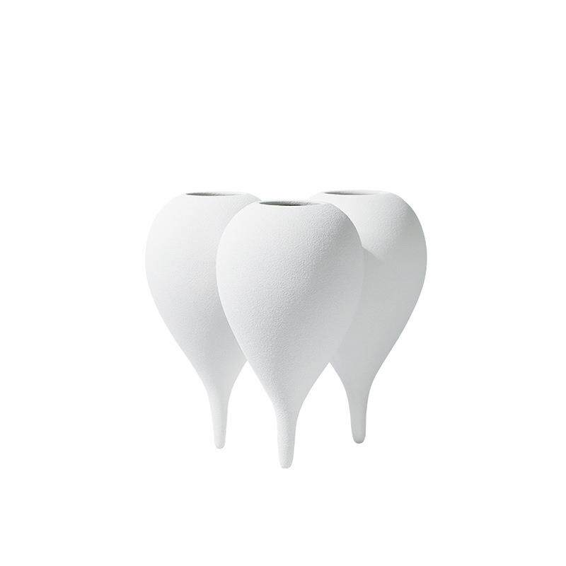 简约现代艺术陶瓷三脚磨砂白花器售楼处工艺品样板间玄关饰品摆件