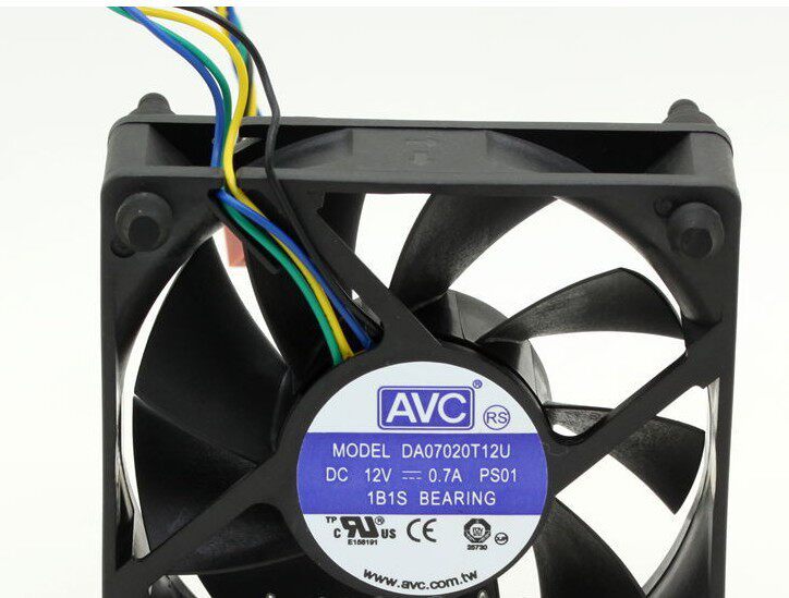 原装AVC DA07020T12U 7020 7cm 12V 0.7A 四线测速CPU散热风扇