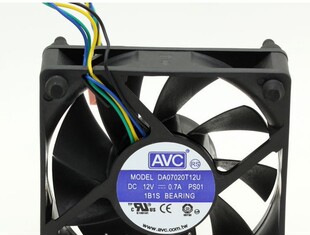原装AVC DA07020T12U 7020 7cm 12V 0.7A 四线测速CPU散热风扇