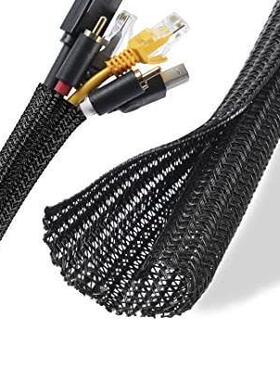 高阻燃编织套管25mm黑色编织网管25毫米宽伸缩套管