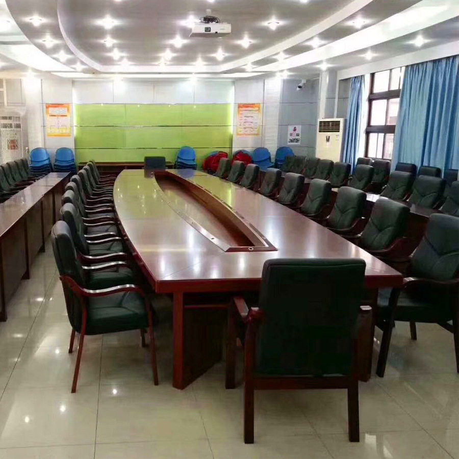 中式办公家具厂家条形贴实木木皮会议桌大型会议桌油漆会议桌H-85