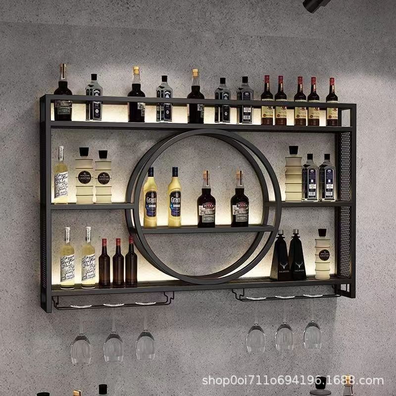 吧台铁艺酒柜墙上壁挂式酒架酒柜家用小型客厅酒吧餐厅悬浮挂壁柜