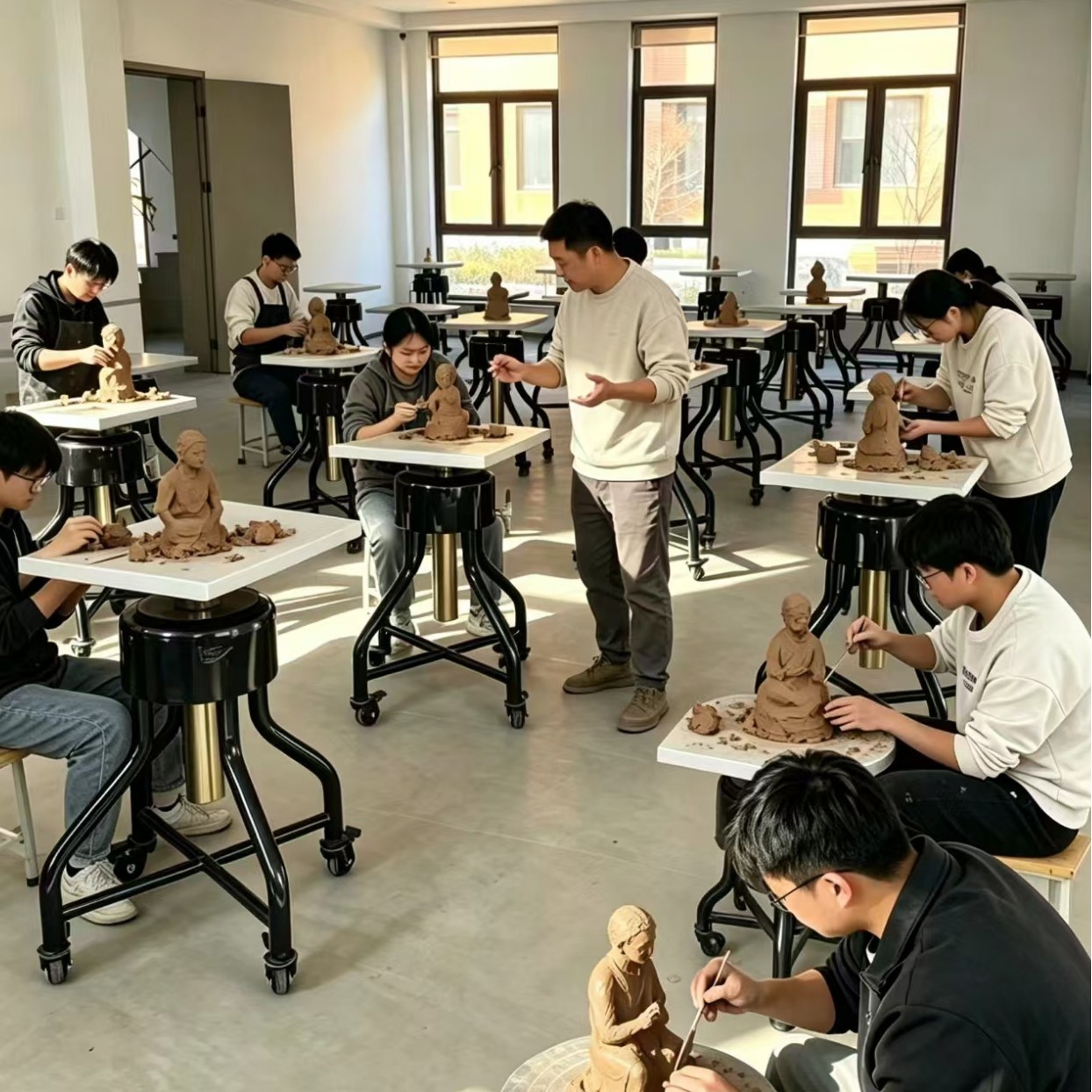 全钢结构可升降雕塑转台陶艺升降台雕塑升降台立式转盘泥塑雕塑台