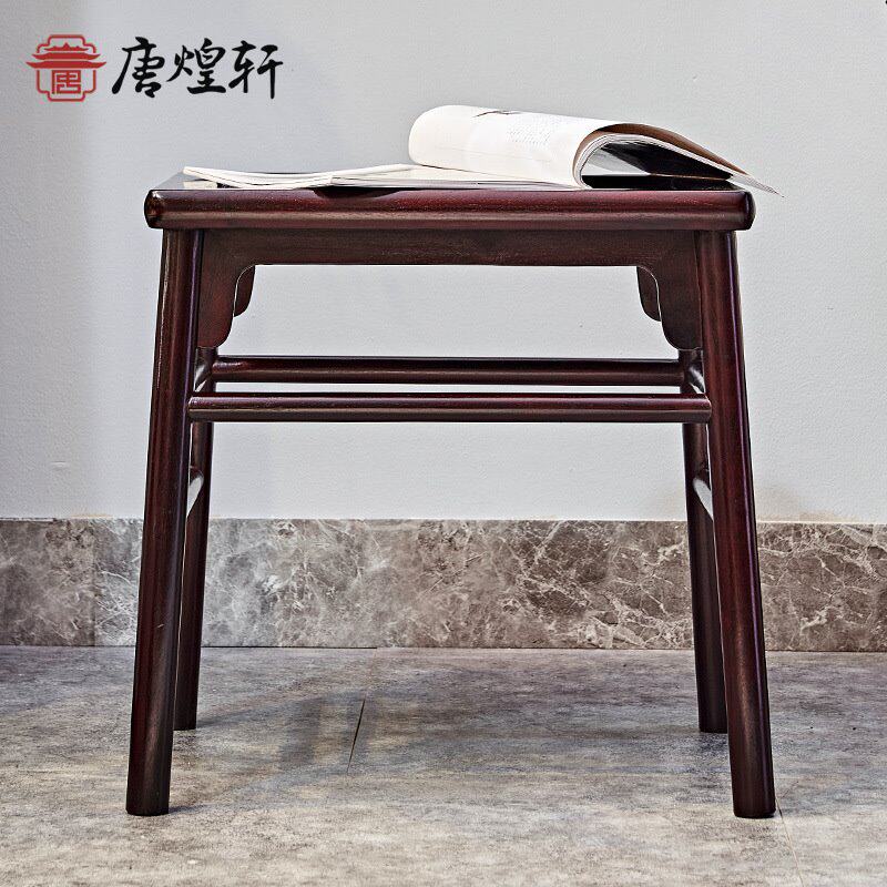 明清古典新中式赞比亚血檀方凳实木矮凳换鞋凳儿童小凳子餐凳家用