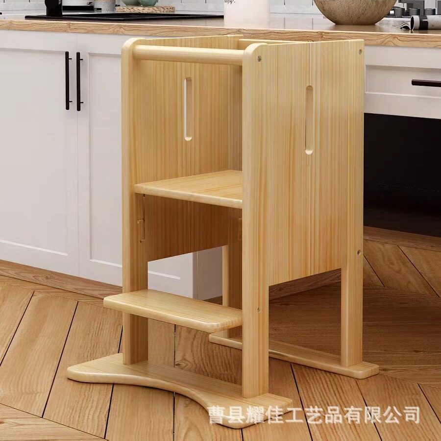跨境木质蒙氏儿童学习塔洗手凳卫生间宝宝垫脚凳可折叠宝宝攀爬凳