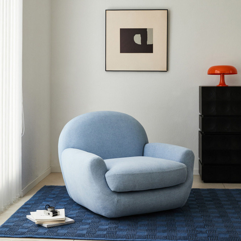 客厅休闲椅蓝色可旋转现代简约可拆洗阳台卧室单人沙发懒人转椅,电子元器件市场,电线扎带/束线带,淘宝优惠券,粉丝福利购,淘宝优惠卷