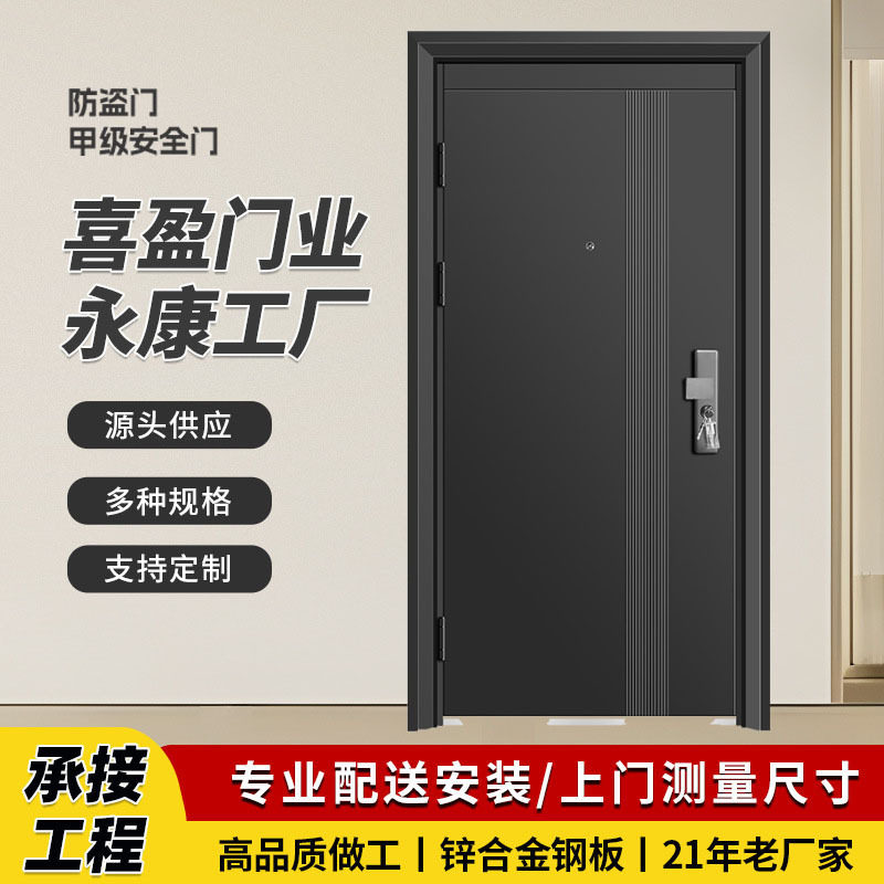 现代简约甲级防盗门家用子母门轻奢静音门北欧入户门鹏程万里