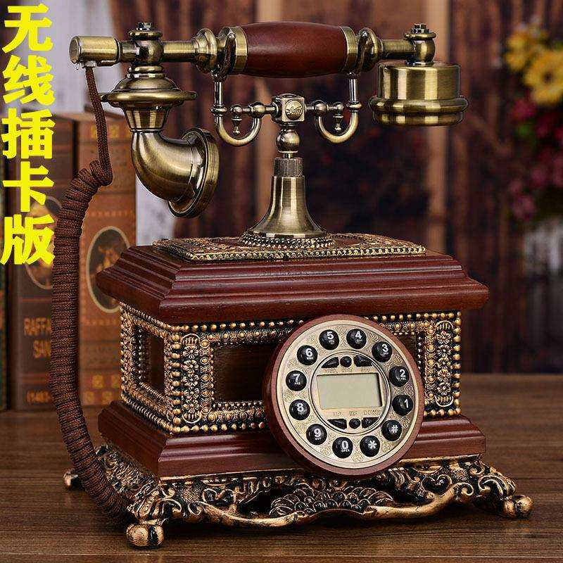实木欧式复古电话机仿古老式客厅老人家用座机无线插卡SIM卡电话