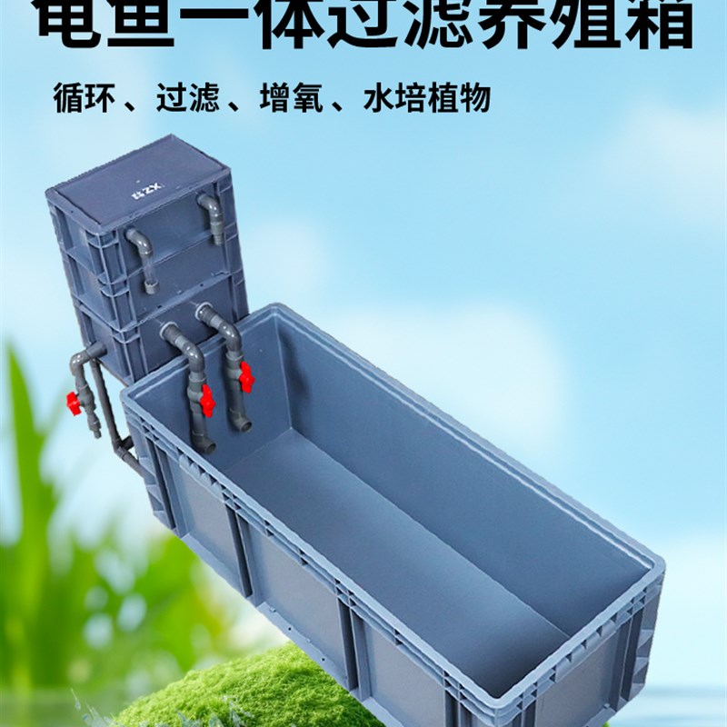 龟鱼一体养殖箱带过滤排污增氧送架子乌龟缸周转箱养龟多功能缸