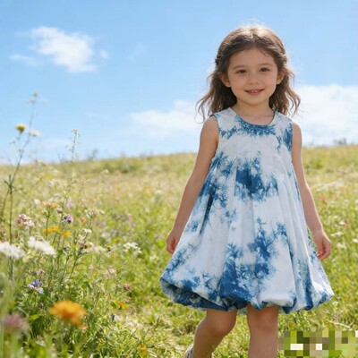 女童夏季扎染连衣裙云南民族风公主裙儿童无袖A字裙夏装新款