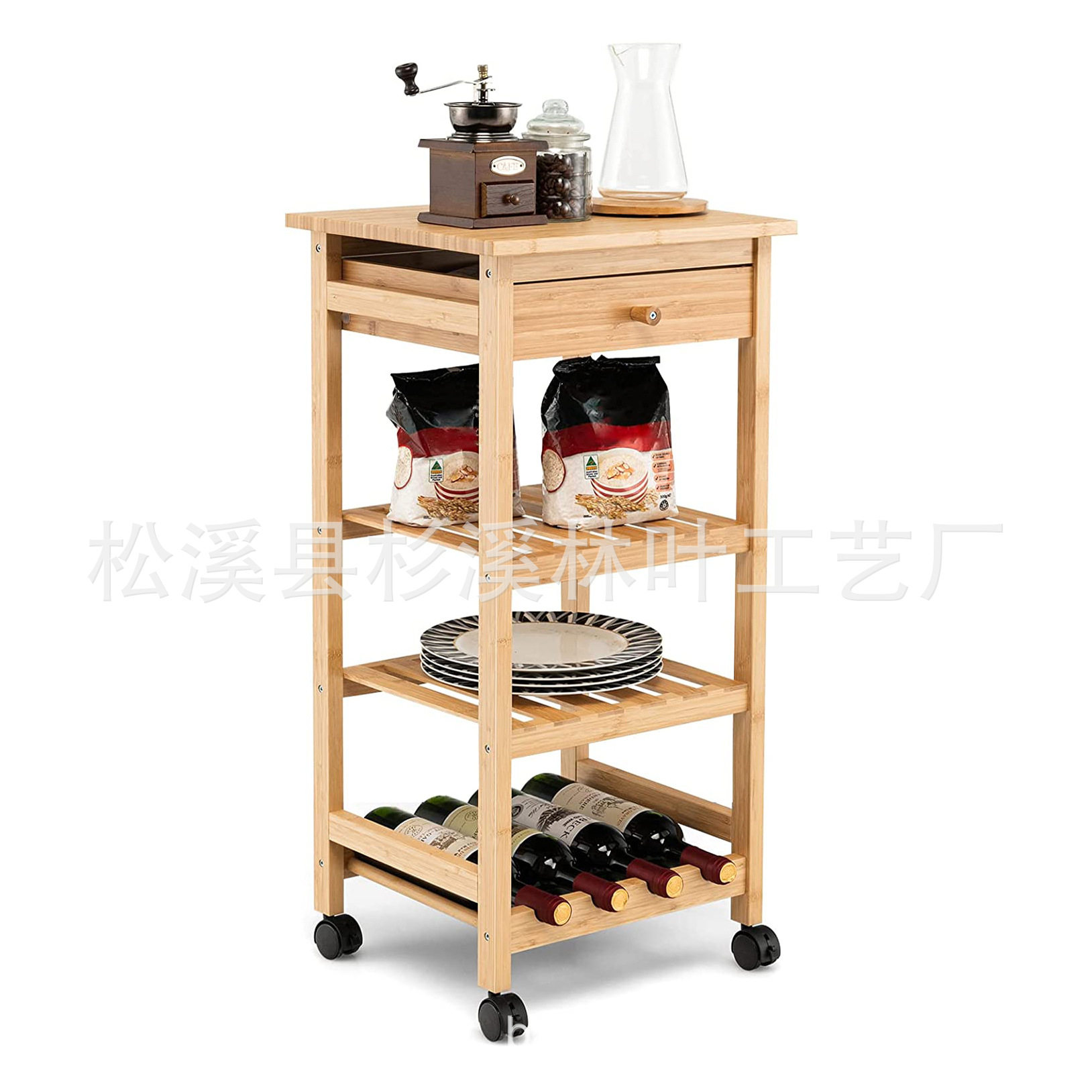 可定制四层抽屉脚轮收纳推车