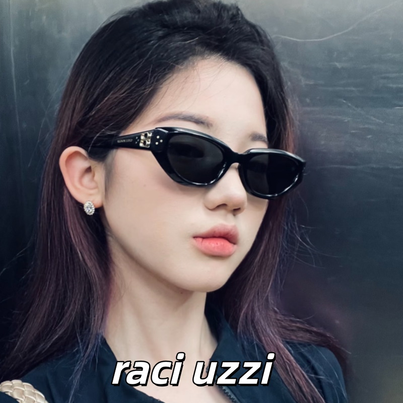 周杰伦同款猫眼墨镜女黑色窄框防紫外线太阳眼镜男高级感明星同款