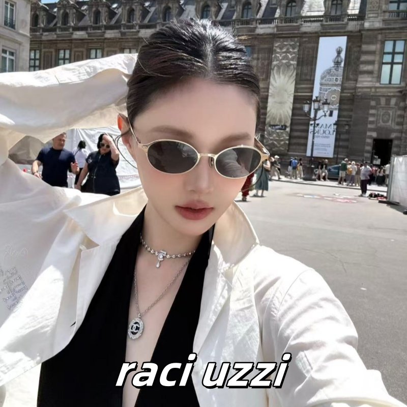 周奇同款复古椭圆小框老钱风金属太阳镜女新款近视墨镜男防紫外线