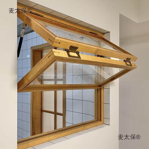 室商内上下推拉窗户左右木窗上翻折叠上翻实木上推折窗玻璃上折窗