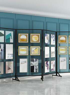 铁外艺折叠幼园画展作品学书校美术画儿照片户移动展览网格ENZ展