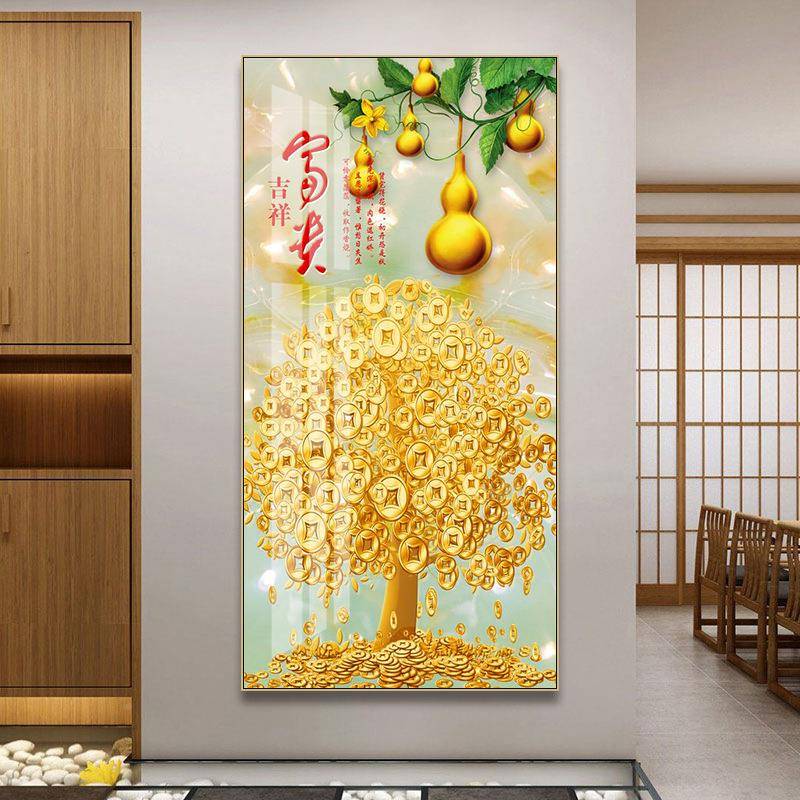 新画中厅式葫芦装饰五福临门吉祥富贵版玄CHLFC关挂画客走廊过道
