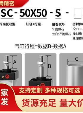 SC标准气缸小型-S带磁大推力气动大全40/50/63/80*25X100X150X160