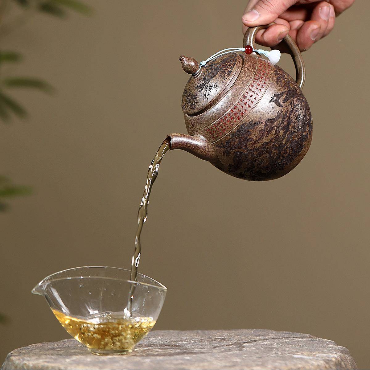 爆款分宜兴紫砂大容量高温销柴烧手工QRN壶制作花壶鸟龙蛋茶茶具