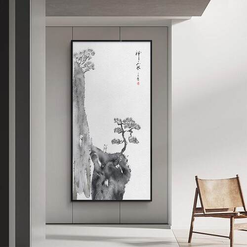 QZ202012新中玄关装饰画廊办公室墙画大式气走流中国风高山水茶楼