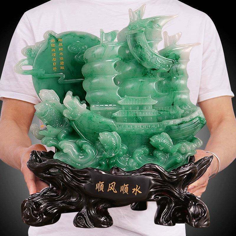 家居摆件树脂一帆风顺顺风顺水龙船摆件创意客厅摆件装饰品