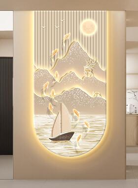 一帆顺户玄关装油饰画奶风QYJX2312山水走廊过道入挂画海豚拱风形