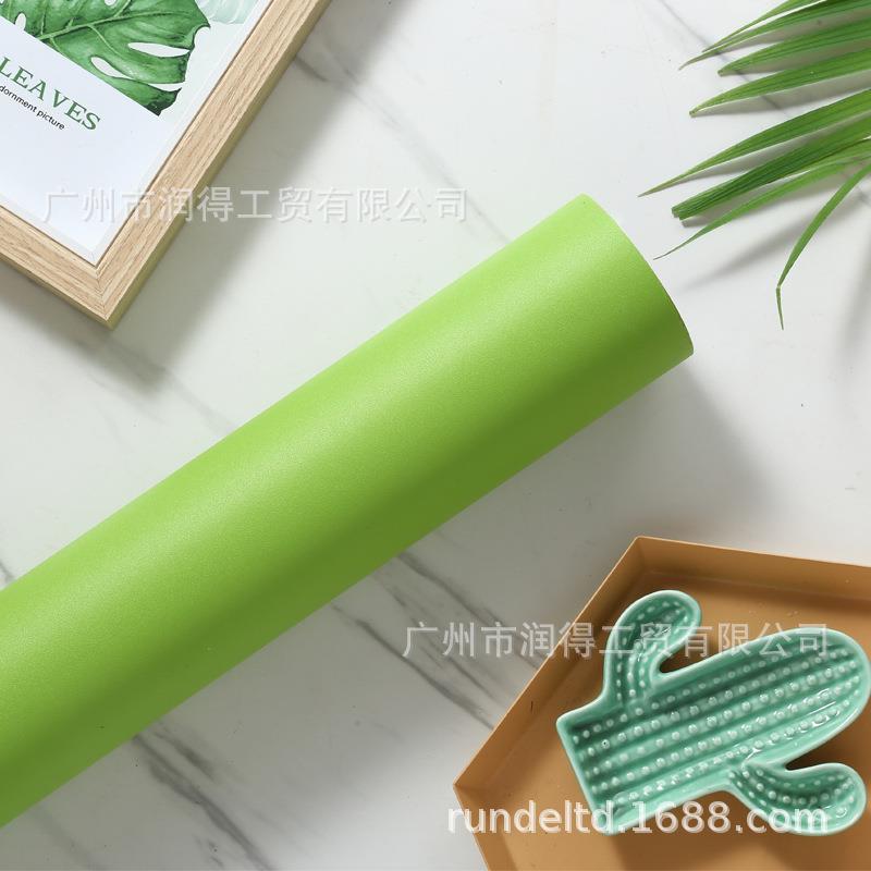 复古墨绿色加厚防水PVC自粘墙纸背景卧室家具橱柜翻新贴绿色壁纸