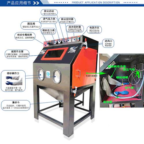 压新款手喷砂动机自增模具除锈无尘箱式SKF小型打沙机设备带厂家
